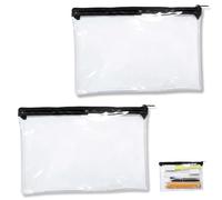 LinCoo 2 Pcs See Through Pencil Case for Exams, Pencil Case, Transparent Zipper Pouch for School Tests, Student Stationary Storage and Classroom Assessment Organization