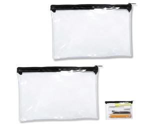 LinCoo 2 Pcs See Through Pencil Case for Exams, Pencil Case, Transparent Zipper Pouch for School Tests, Student Stationary Storage and Classroom Assessment Organization