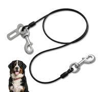 LinCoo Dog Restraint for Car Boot, Dog Safety Belt for Car, 60cm Chew Proof Steel Rope Cable, Vehicle Harnesses with Double Clips for Traveling Pets and Cargo Areas
