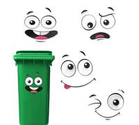 LinCoo Wheelie Bin Stickers, 8 Pcs Funny Bin Stickers for Wheelie Bins, Large Self-Adhesive Cartoon Expressions Decals for Dustbins Trash Cans