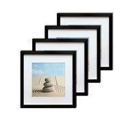 lincoolart 12x12 Square Black Photo Frame 30x30 cm Picture Frames With Mount for 8x8 inch (20x20 cm) Picture Tabletop or Wall Display Set of 4 with Acrylic Glass