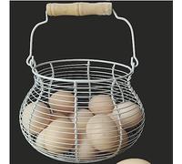 LINCOUNTRY Chicken Egg Basket for collecting Eggs,Wire Egg Basket for Gathering Fresh Eggs,Cream Egg Baskets for Fresh Egg Farmhouse,Handle Vintage Metal Egg Basket for Countertop Gift Kitchen Storage