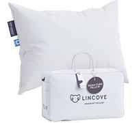 Lincove Signature 100% Natural Canadian White Down Pillow - Luxury Sleeping Pillow for Back, Stomach & Side Sleepers - 800 Fill Power Bed Pillow, 500 Thread Count, Made in Canada, Queen - Firm, 1 Pack