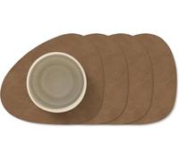 Lind DNA Nupo Coasters, Leather, Brown, 13 x 11 cm, Set of 4