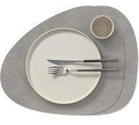 LIND DNA Placemats Hippo - Leather - Anthracite Grey - Curved - 44 x 37 cm - 2 Pieces
