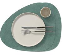 LIND DNA Placemats Hippo - Leather - Pastel Green - Curved - 44 x 37 cm - 2 Pieces