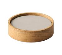 LIND DNA Wood Box coaster set Nature-oak, circle, S, Nupo oyster white, 9 pieces