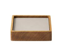 LIND DNA Wood Box coaster set Nature-oak, square, S, Nupo oyster white, 9 pieces