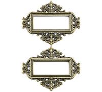 Lind Kitchen 12pcs Lace Label Holder Vintage Retro Metal Decorative Drawer Box Tag Label Card Slot Frame Label Holder (Antique Bronze)
