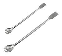 Lind Kitchen 2PCS 20cm/30cm Stainless Steel Lab Spoon Spatula Laboratory Sampling Spoon Mixing Spatula (One Spoon Side and One Shovel Side), Experiment Equipment