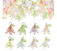 Lind Kitchen 32PCS Transparent Stereoscopic Lily of the Valley Pendants Jewelry Making Charms Acrylic Flower Pendants 4 Styles 8 Colors For Making Bracelets Necklaces Earrings Anklets Keychains