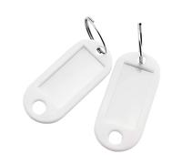 Lind Kitchen 40pcs White Key Ring Label Tags Plastic Keys Holder and Identifier Name Number Address Information Label Card for Keys ID 5x2.2cm