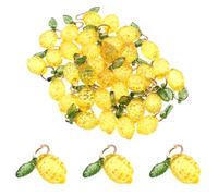 Lind Kitchen 50PCS Yellow Lemon Leaf Pendants Beads for Jewelry Making 0.66 x 0.43 x 0.35 in for Earrings Necklaces Mobile Phones Wallets Keychains Handbags and Backpacks