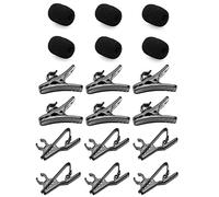 Lind Kitchen 6 Sets Lavalier Microphone Metal Tie Clips+ 22156mm Lapel Mic Windscreen Foam Covers + Lav Mic Plastic Wire Clips, Black