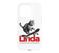 LINDA - Adorable girl name with cute Cat Case for iPhone 15 Pro