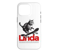 LINDA - Adorable girl name with cute Cat Case for iPhone 16 Pro