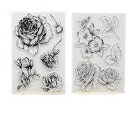 Linda Craft 2pc Rose Flower Background Clear Stamps for Card Making Decoration and DIY Scrapbooking