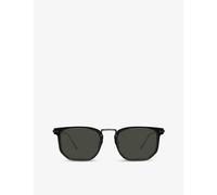 Linda Farrow Womens Black/ Nickel/ Grey Saul Rectangular-frame 22ct Gold-plated and Titanium Sunglasses