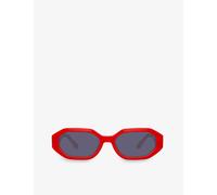 Linda Farrow Womens Red X the Attico Irene Hexagonal Rectangular-frame Acetate Sunglasses 5.4cm
