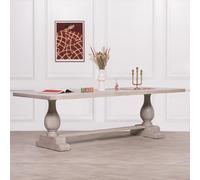 Linda Grey Washed Mango Wood Double Pedestal Dining Table - 12 Seater - 260cm