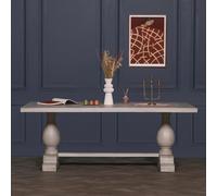 Linda Grey Washed Mango Wood Double Pedestal Dining Table - 8 Seater - 210cm