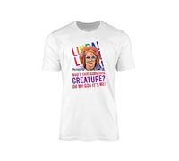 Linda La Hughes Gorgeous Creature T-Shirt - Gimme Gimme Gimme TV Show Quote Print Merch Gift Present 100% Combed Cotton Extreme Comfort High Stitch Density (White, Medium)