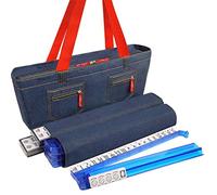 Linda Li New! - American Mah Jongg Set 166 Premium White Tiles, 4 All-in-One Rack/Pushers, Denim Blue Soft Bag - Stylish Full Size Complete Mahjong Set