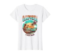 Linda Mar, California Beach Sunny Summer Sunset Value Graphic T-Shirt, Women, White, S