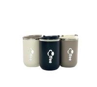 LINDACA 480ML Double Wall Stainless Steel Office Coffee Cup with Leakproof Lid/Resuable Travel Coffee Tea Mug for Hot and Cold Drinking with Two Straws (Khaki)
