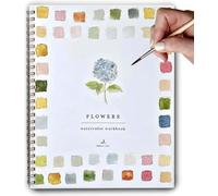 LINDADECOR Art Paper Watercolor Workbook, 12 Color Watercolour Paint Workbooks, Beginner Friendly Water Colour Paints Books for Kids Water Color Books Painting Supplies (Flowers)