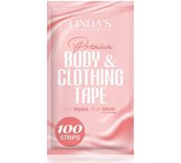 Linda's Essentials Double Sided Body and Fashion Tape (100 Strips) - Extra Adhesive Double Sided Boob Tape for Clothes & Skin, All Fabric Types, Perfect for Dresses, Body & Bra
