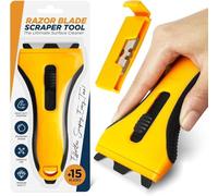 Linda's Essentials Glass Scraper Tool With 15 Extra Blades - Oven Tool Non Scratch, Razor Blade For Windows, Paint, Ceramic Hob Scraper for Cleaning, Kitchen Cleaner