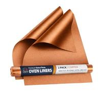 Linda's Essentials Oven Liners for Bottom of Oven (2 Pack) - Universal Non-Stick Liner for Fan Assisted Cooking, 32 x 50 cm Kitchen Essentials, Protector Sheets, Save Time & Clean Easily (Copper)