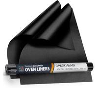 Linda's Essentials Oven Liners for Bottom of Oven (2 Pack) - Universal Non-Stick Liner for Fan Assisted Cooking, 32 x 50 cm Kitchen Essentials, Protector Sheets, Save Time & Clean Easily (Black)