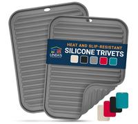 Linda's Essentials Silicone Trivets for Hot Pans and Pots (2 Pack) - Multipurpose Silicone Heat Resistant Mat and Pot Holder Trivet (30 x 23cm) - Heatproof Mats for Kitchen (Grey)