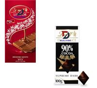 Lindat Excellence Dark 90 Percentage Cocoa Dark Chocolate bar, 100 g & Lindor Milk Bar, 100g