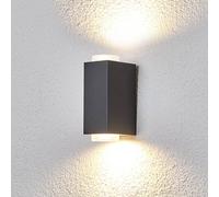 Lindby 2-light dark grey outdoor wall lamp Jovan