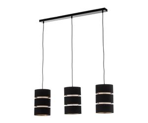 Lindby 3-Point Tsomo, Scandinavian Style e.g. for Living Room, Dining Room, Black, Fabric/Silk, E27 Bulb
