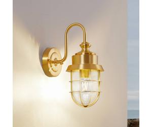 Lindby Adalie outdoor wall light, brass-coloured, stainless steel