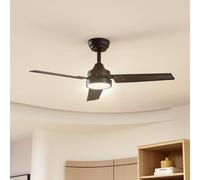 Lindby Aerallo LED ceiling fan, black, CCT, quiet