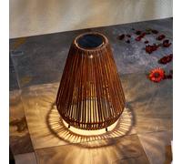 Lindby Amaria LED solar light, rattan, dark, Ø 27 cm