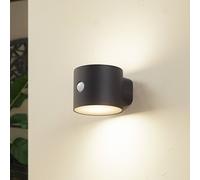 Lindby Amren LED solar wall light, black, ABS, sensor