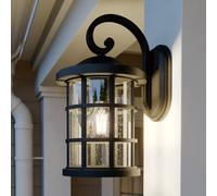 Lindby Ankea outdoor wall lamp, black, height 37 cm, IP23, E27