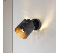 Lindby Aralena wall light, black/gold, 1-bulb, Ø 12cm