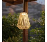 Lindby Austas LED solar hanging lamp, beige, Ø 32 cm, USB, IP54