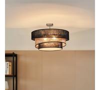 Lindby Ayvira ceiling lamp, black/gold, fabric, 56 cm, E27