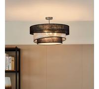 Lindby Ayvira ceiling lamp, black/silver, fabric, 56 cm, E27