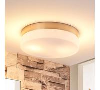 Lindby bathroom ceiling lamp Amilia, Ø 23.5 cm, E27, nickel, glass
