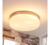 Lindby bathroom ceiling lamp Amilia, Ø 30 cm, E27, nickel, glass