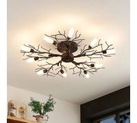 Lindby Bigna ceiling light, Ø 68 cm, 10-bulb, glass, metal